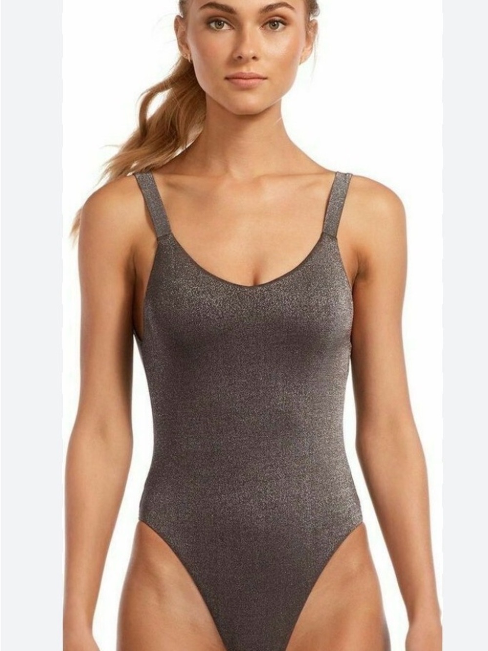 Shimmery Black One-Piece Swimsuit